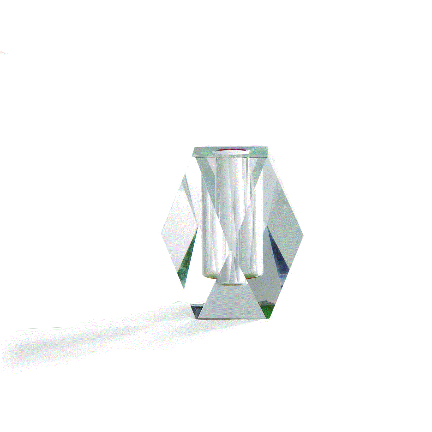 Vase; Regenbogen Vase klein; Kristallglas; klar, regenbogenfarben; 6.5 x 3.5 x 3.5; Fundamental Berlin