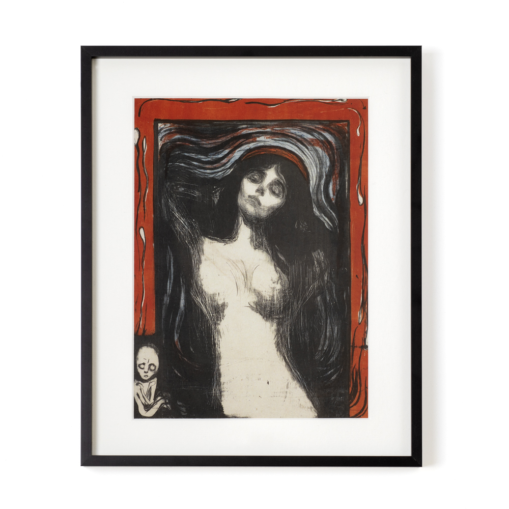 Kunstdruck mit Passepartout, gerahmt; Edvard Munch - Madonna; 30 x 24