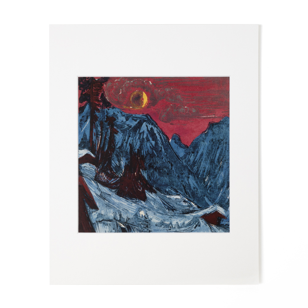 Kunstdruck mit Passepartout; Ernst Ludwig Kirchner - Wintermondnacht; 30 x 24; Kunstmuseum Basel