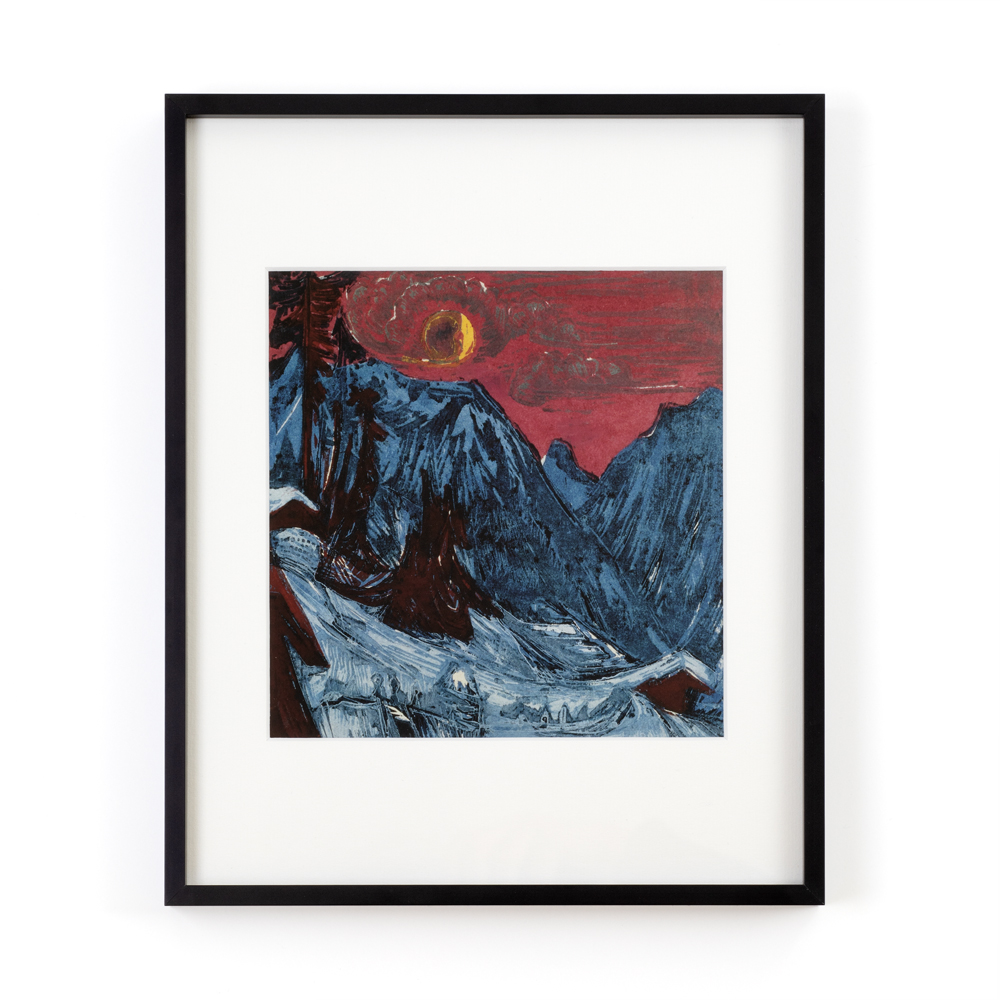 Kunstdruck mit Passepartout, gerahmt; Ernst Ludwig Kirchner - Wintermondnacht; 30 x 24; Kunstmuseum Basel