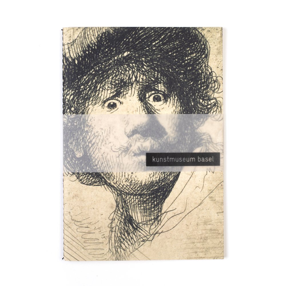 Notizheft mit Graphitstift; Rembrandt - Selbstbildnis mit Kappe; A5, 21 x 14.8; 64 Seiten; blanko; Kunstmuseum Basel