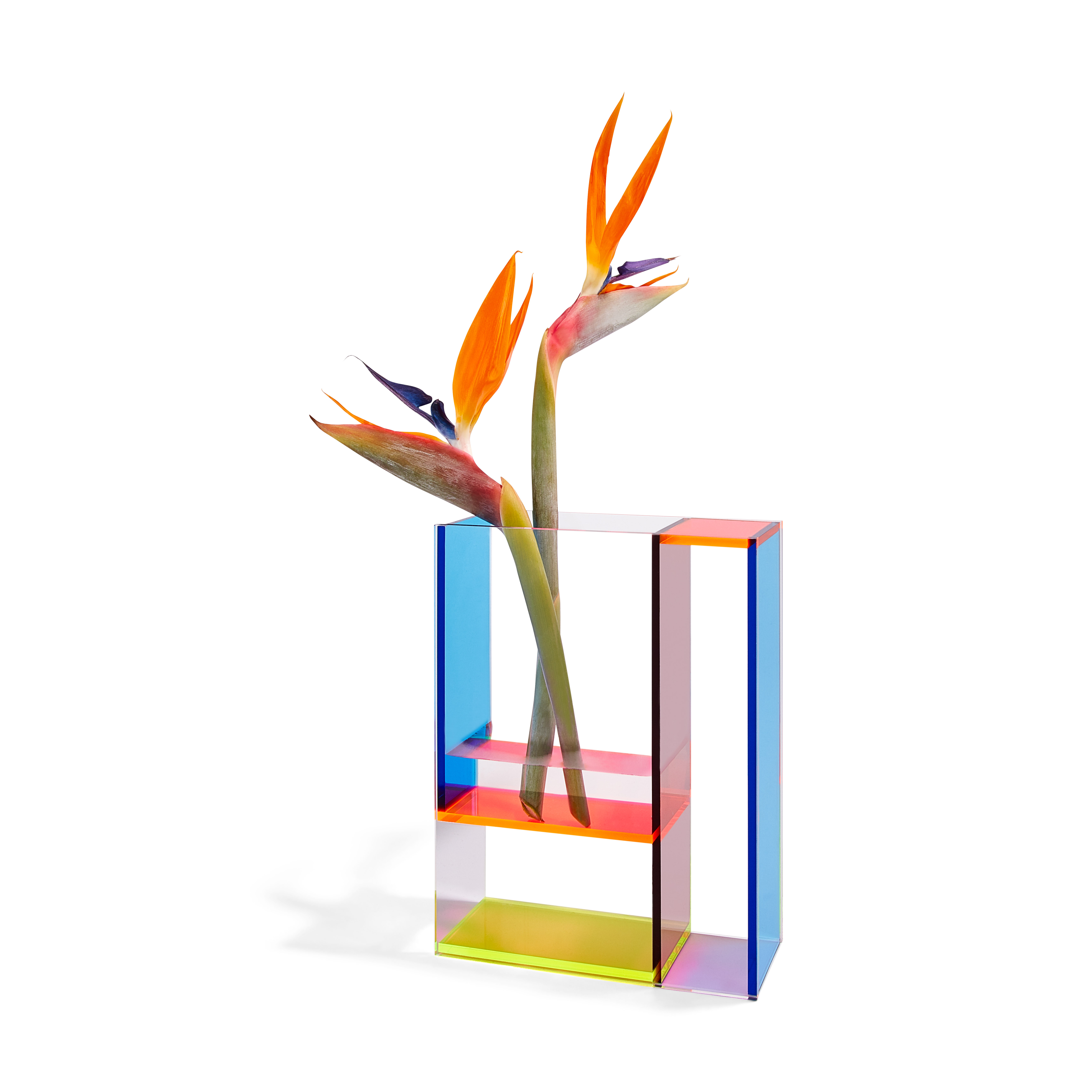 Vase; Mondri Vase Neon; Acrylglas; blau, gelb, orange, transparent; 24 x 19 x 8.5; MoMA